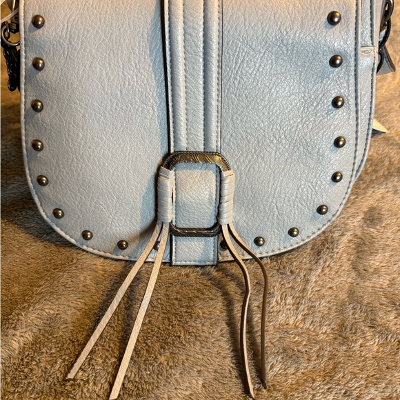 Jessica Simpson Light Gray Studded Crossbody Bag - Picture 1 of 8